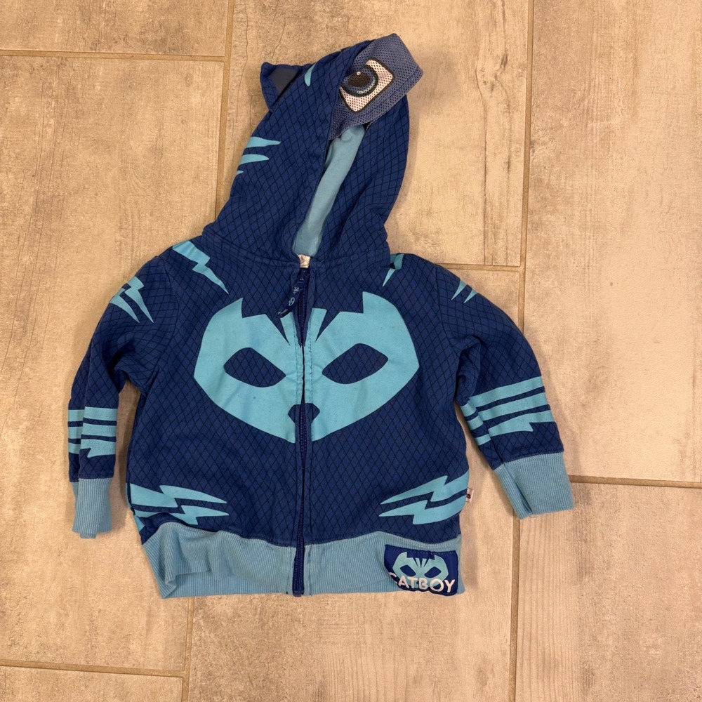 Kids PJ Masksโ Size 3T Catboy Blue Lightning Zip Up Hoodie Jacket